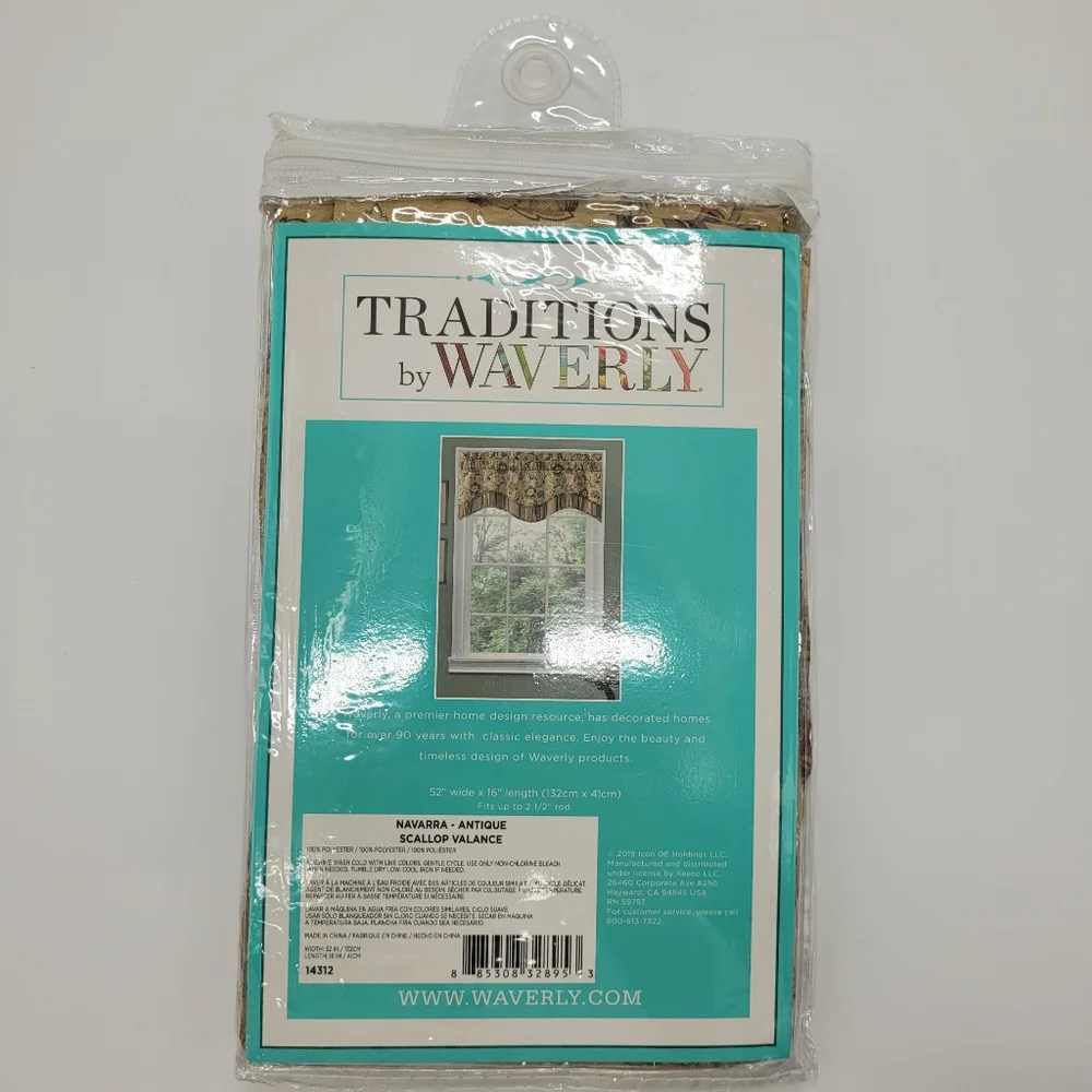 Traditions by Waverly Navarra Scallop Valance Traditional Style Floral 52x16 NEW